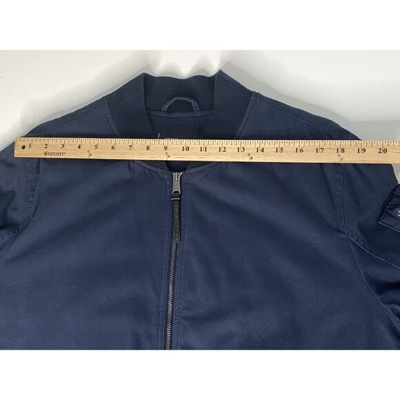 Lucky Brand Cotton Sherpa Lined Bomber Jacket Men’s L Full Zip Navy Blue - Picture 15 of 16
